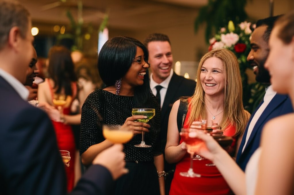 Elegant cocktail service at a Swiss event